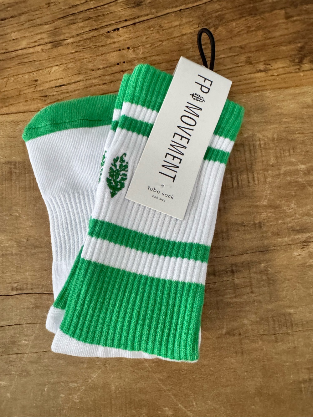 NWT Free People Spring Break Prep Socks ~ Green White ~ One Size - Picture 4 of 7